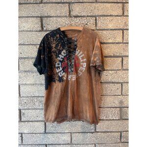 Red Hot Chili Peppers Bravado Tie-Dye Lace-Up Bleached T-Shirt